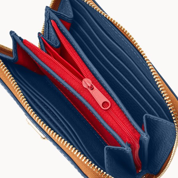 NWT- Dooney & Bourke Pebble Leather Medium Zip Around Wallet, Jeans - Picture 7 of 9